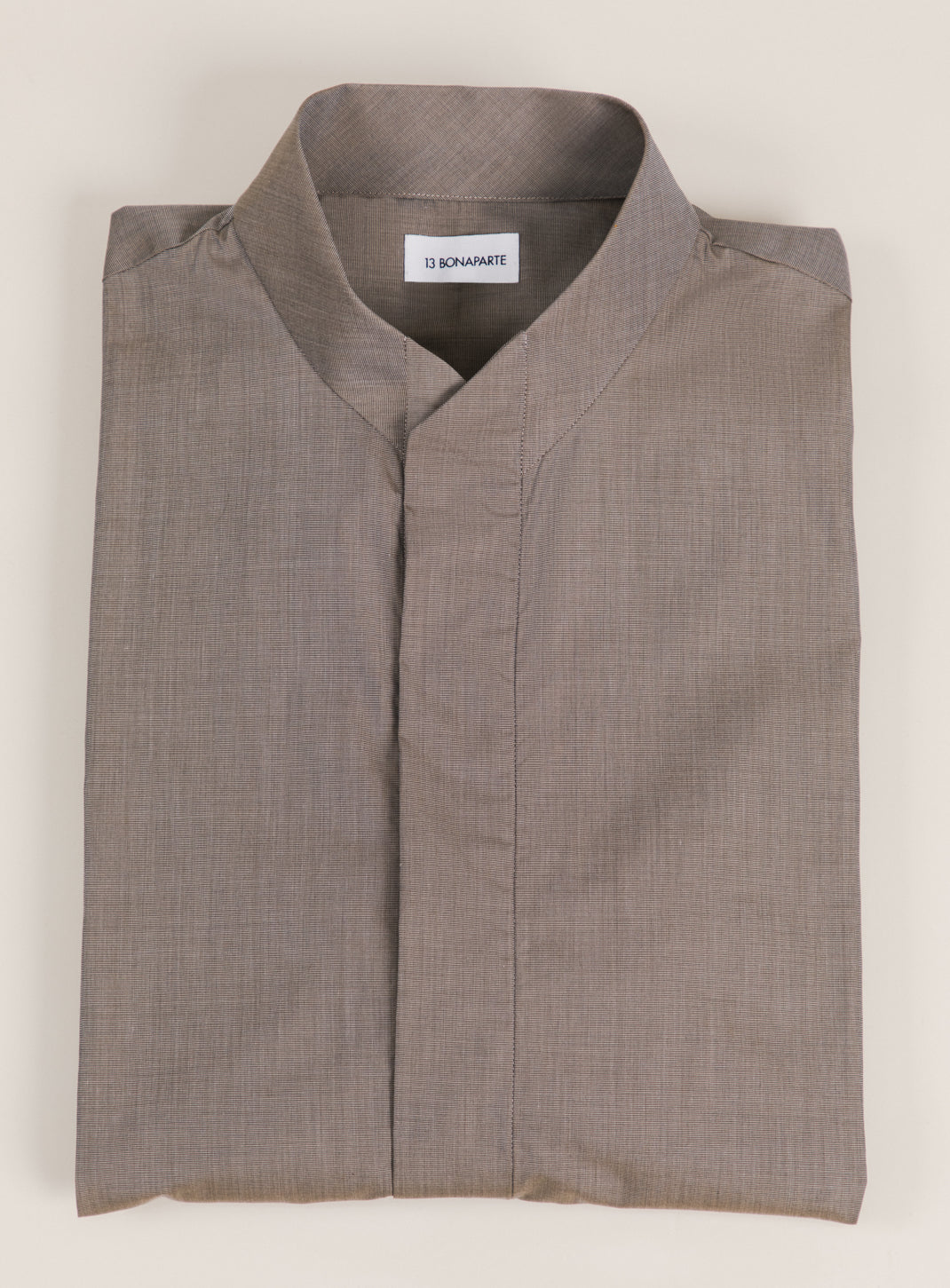 Chemise à Col Origami en Fil à Fil Beige