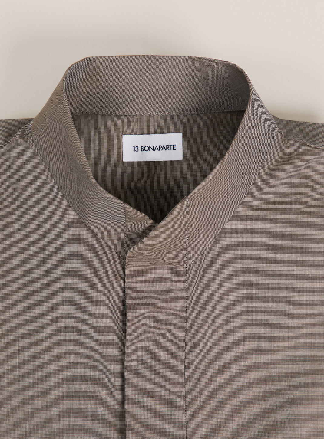 Chemise à Col Origami en Fil à Fil Beige