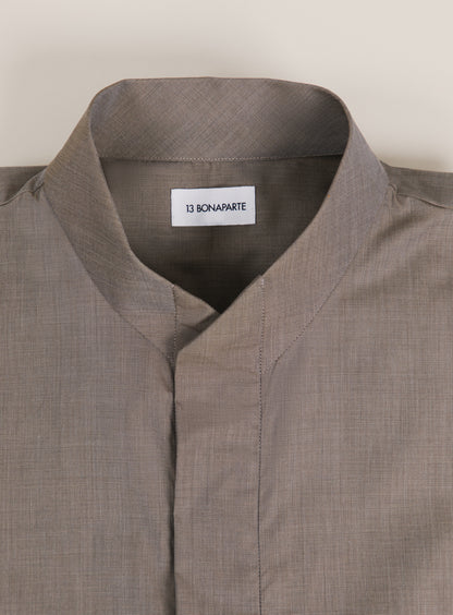 Chemise à Col Origami en Fil à Fil Beige