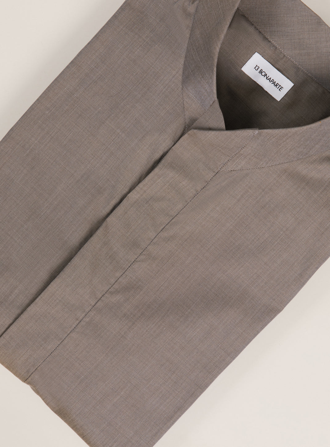 Chemise à Col Origami en Fil à Fil Beige