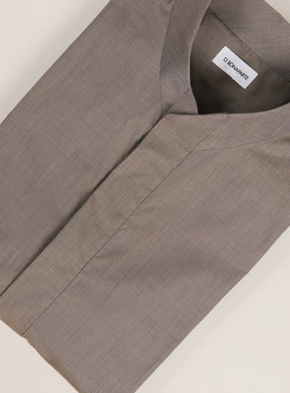 Chemise à Col Origami en Fil à Fil Beige