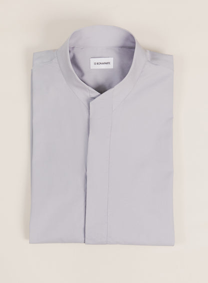 Chemise à Col Origami en Popeline Gris Perle
