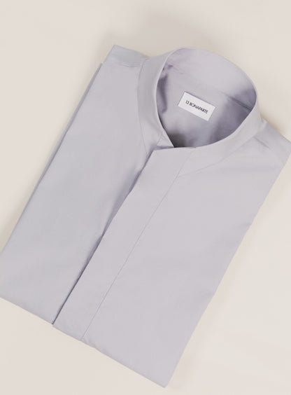 Chemise à Col Origami en Popeline Gris Perle