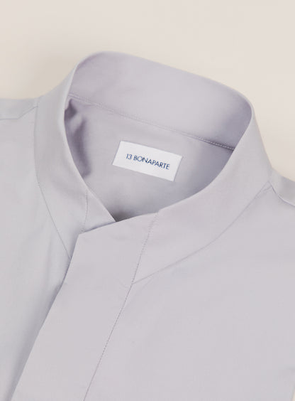 Chemise à Col Origami en Popeline Gris Perle