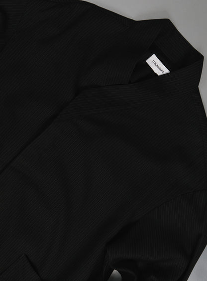 Bomber Kimono en Serge Noir à Fines Rayures