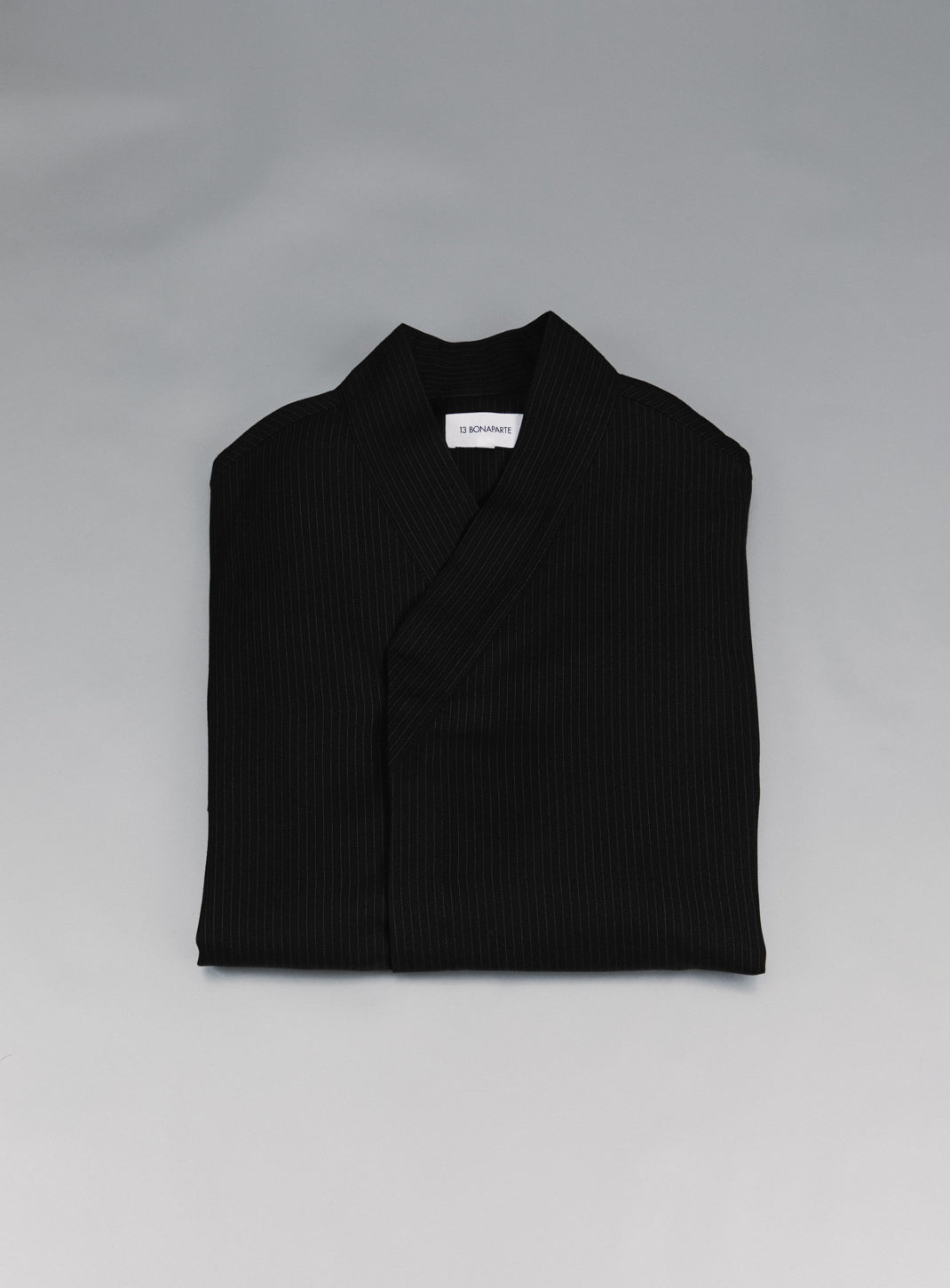 Bomber Kimono en Serge Noir à Fines Rayures