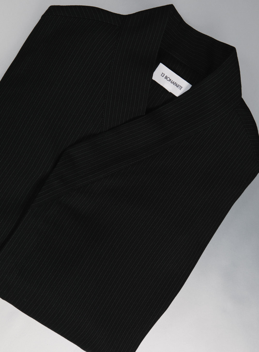 Bomber Kimono en Serge Noir à Fines Rayures