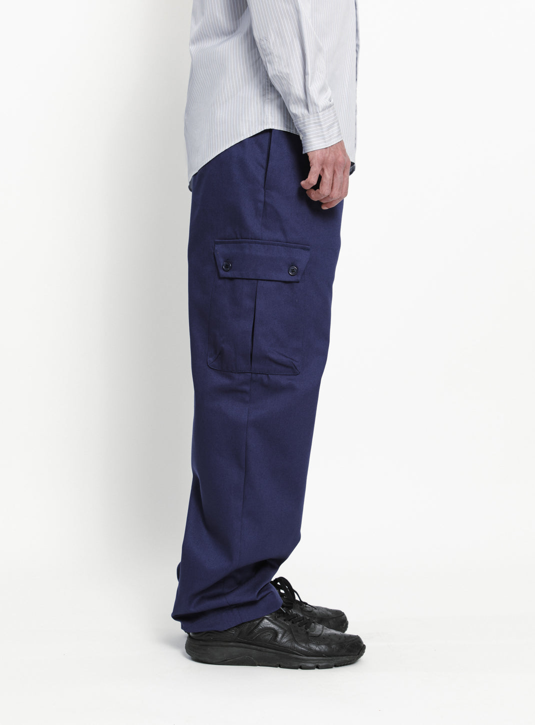 Pantalon Cargo en Gabardine de Coton Violet-Bleu