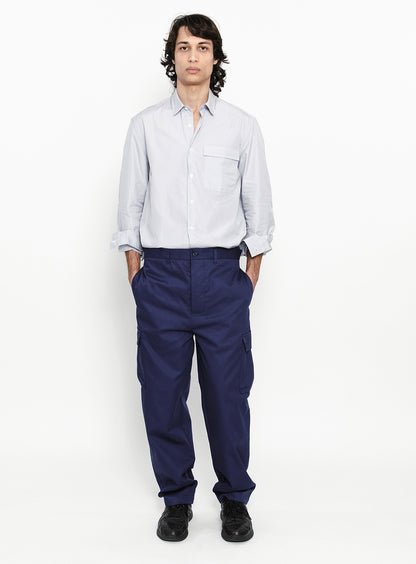 Pantalon Cargo en Gabardine de Coton Violet-Bleu