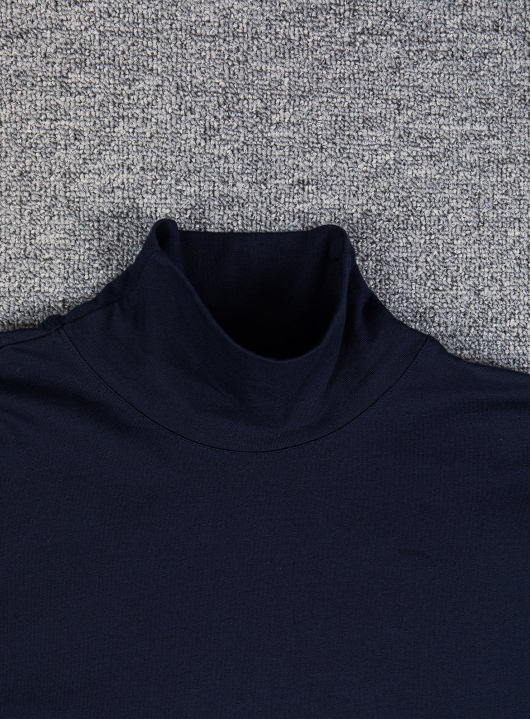 Sous-Pull à Col Cheminée en Coton & Elasthanne Bleu Marine