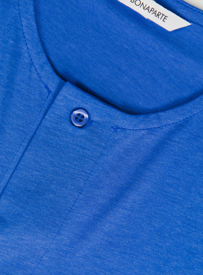 T-Shirt 5 Boutons en Eucalyptus & Coton Bleu Roi