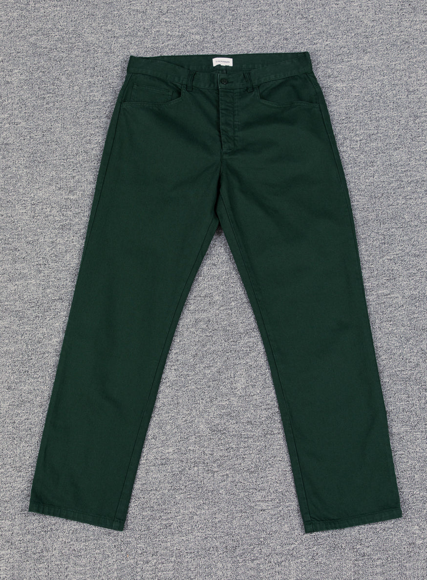 Pantalon 5 Poches en Denim Surteint Vert Anglais