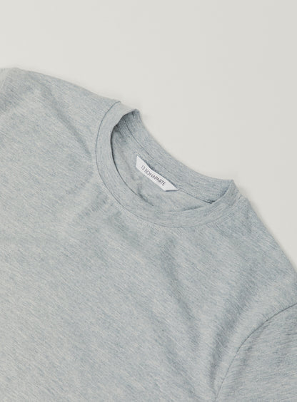 T-Shirt à Manches Courtes en Coton & Elasthanne Gris Chiné