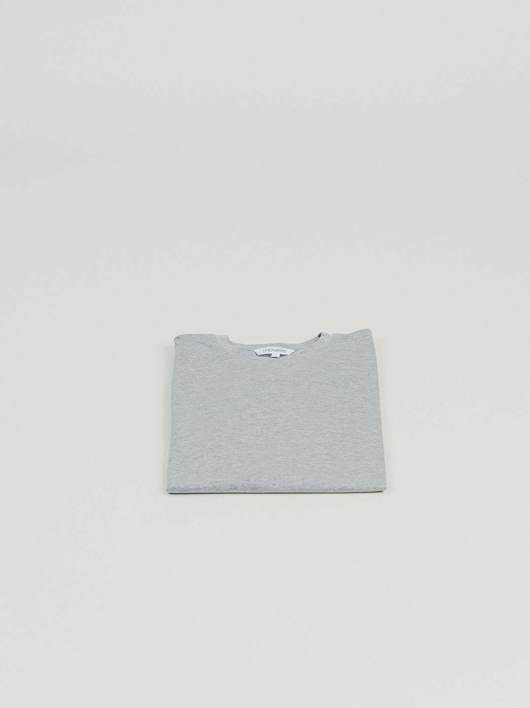 T-Shirt à Manches Courtes en Coton & Elasthanne Gris Chiné
