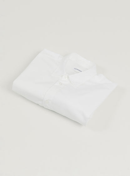 Chemise à Patte Polo en Popeline Blanche
