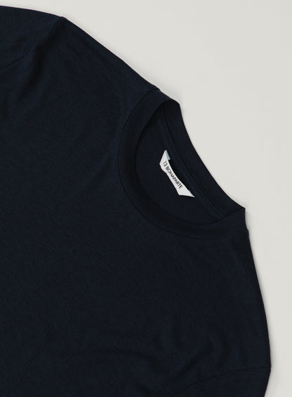 T-Shirt à Manches Longues en Eucalyptus & Coton Bleu Marine