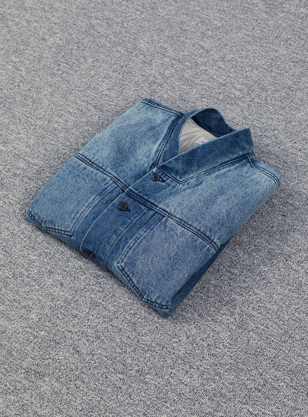 Veste à Faux Col Bord-Côte en Denim Stone