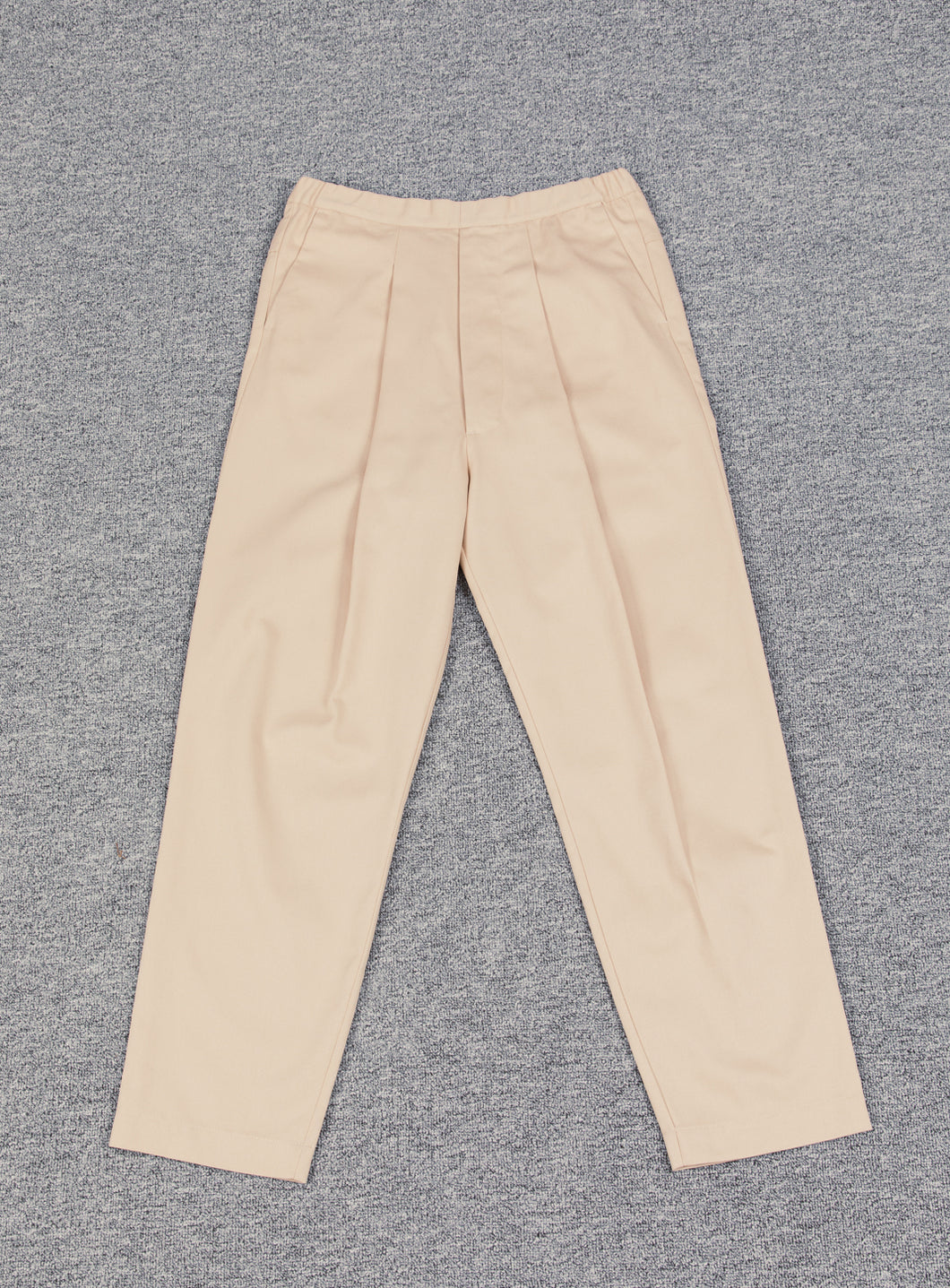 Pantalon à Plis Profonds en Gabardine de Coton Ecru