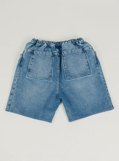 Short 5 Poches à Taille Elastiquée en Denim Used