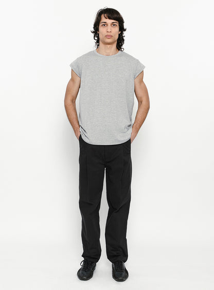 T-Shirt Sans Manches en Coton & Elasthanne Gris Chiné