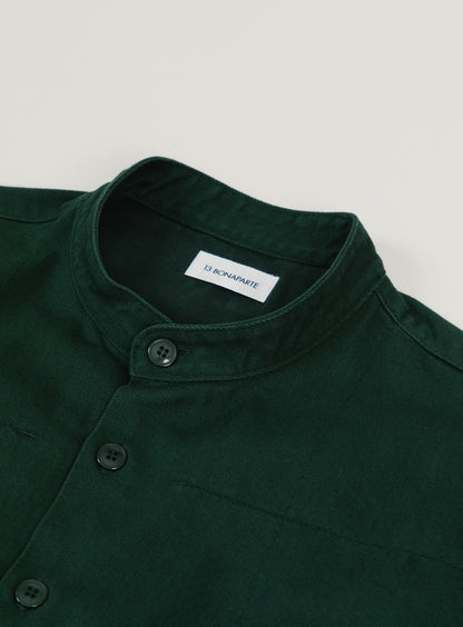 Veste Chinoise en Denim Surteint Vert Pin