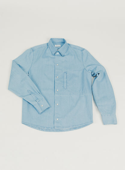 Surchemise à Poche Fenêtre en Denim Bleach