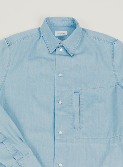 Surchemise à Poche Fenêtre en Denim Bleach
