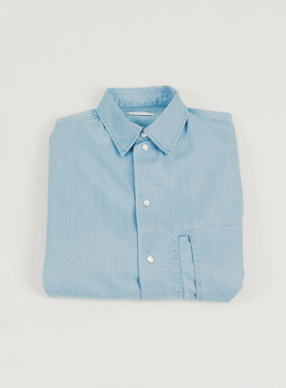 Surchemise à Poche Fenêtre en Denim Bleach
