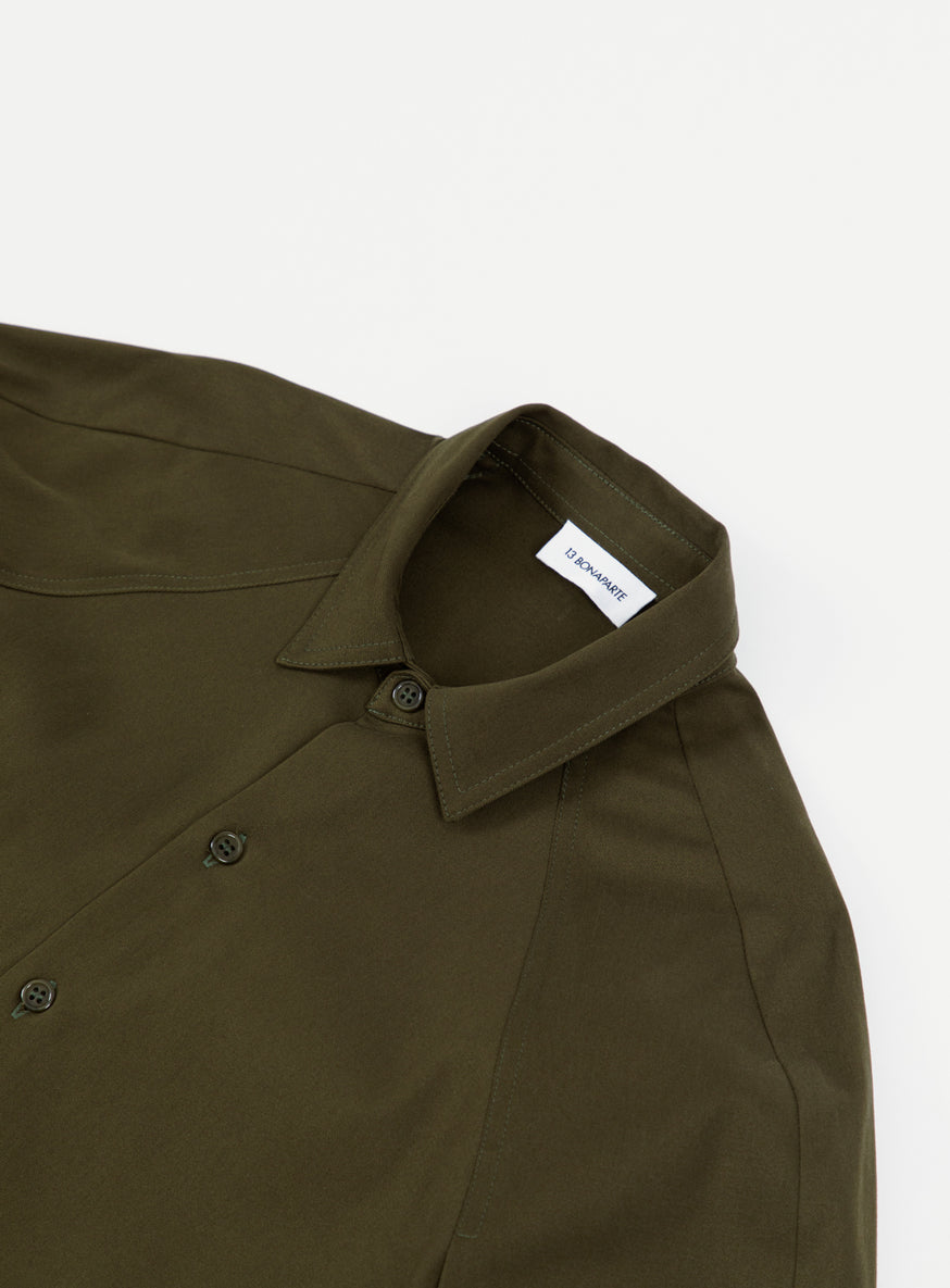 Surchemise à Manches Raglan en Gabardine de Coton Olive