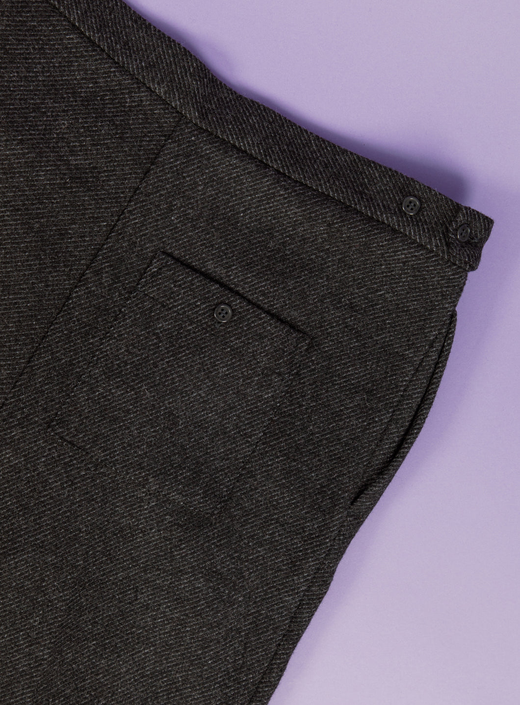 Pantalon à Pinces en Laine Cardée Gris Chiné