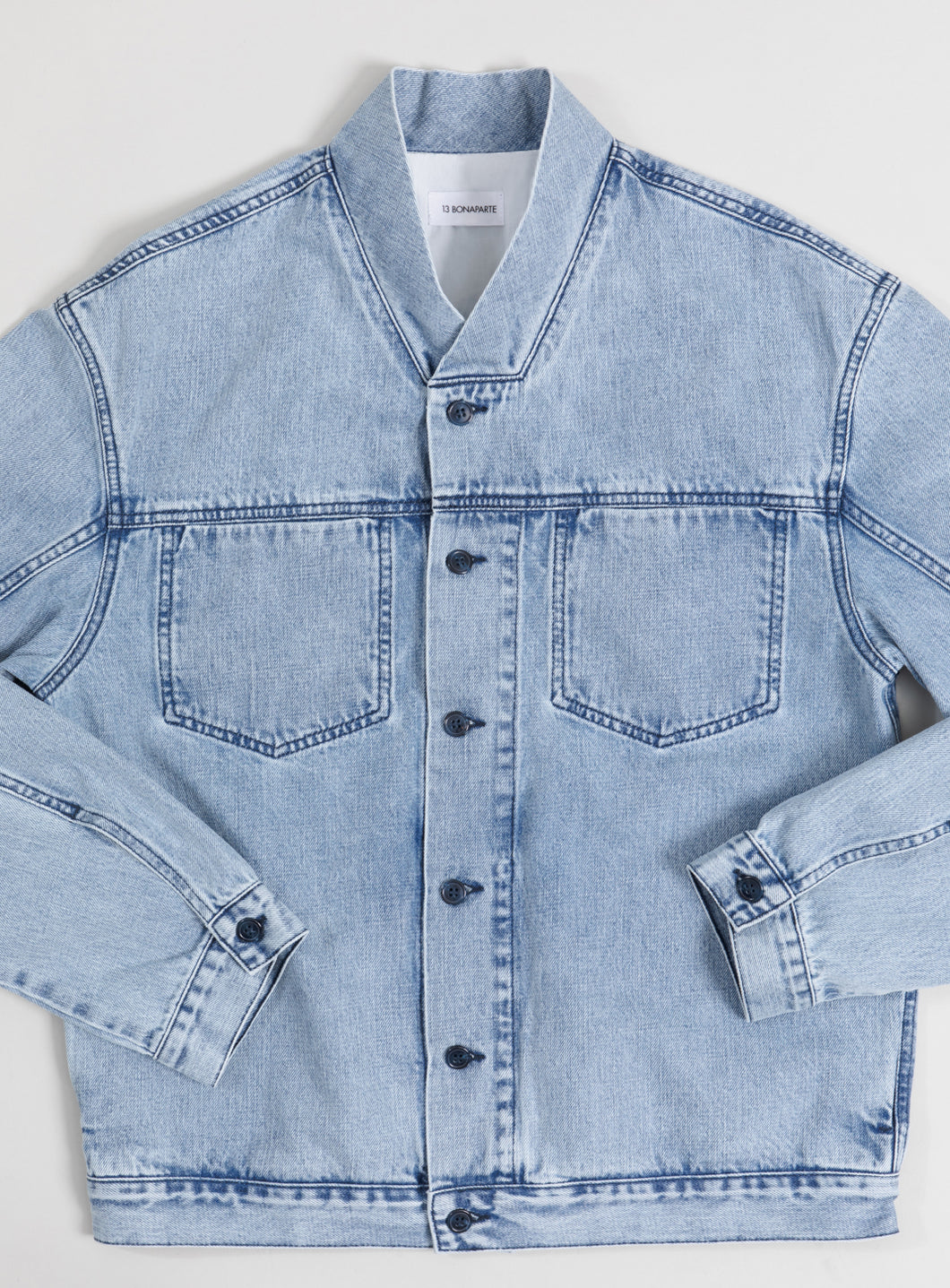 Veste à Faux Col en Denim Bleach