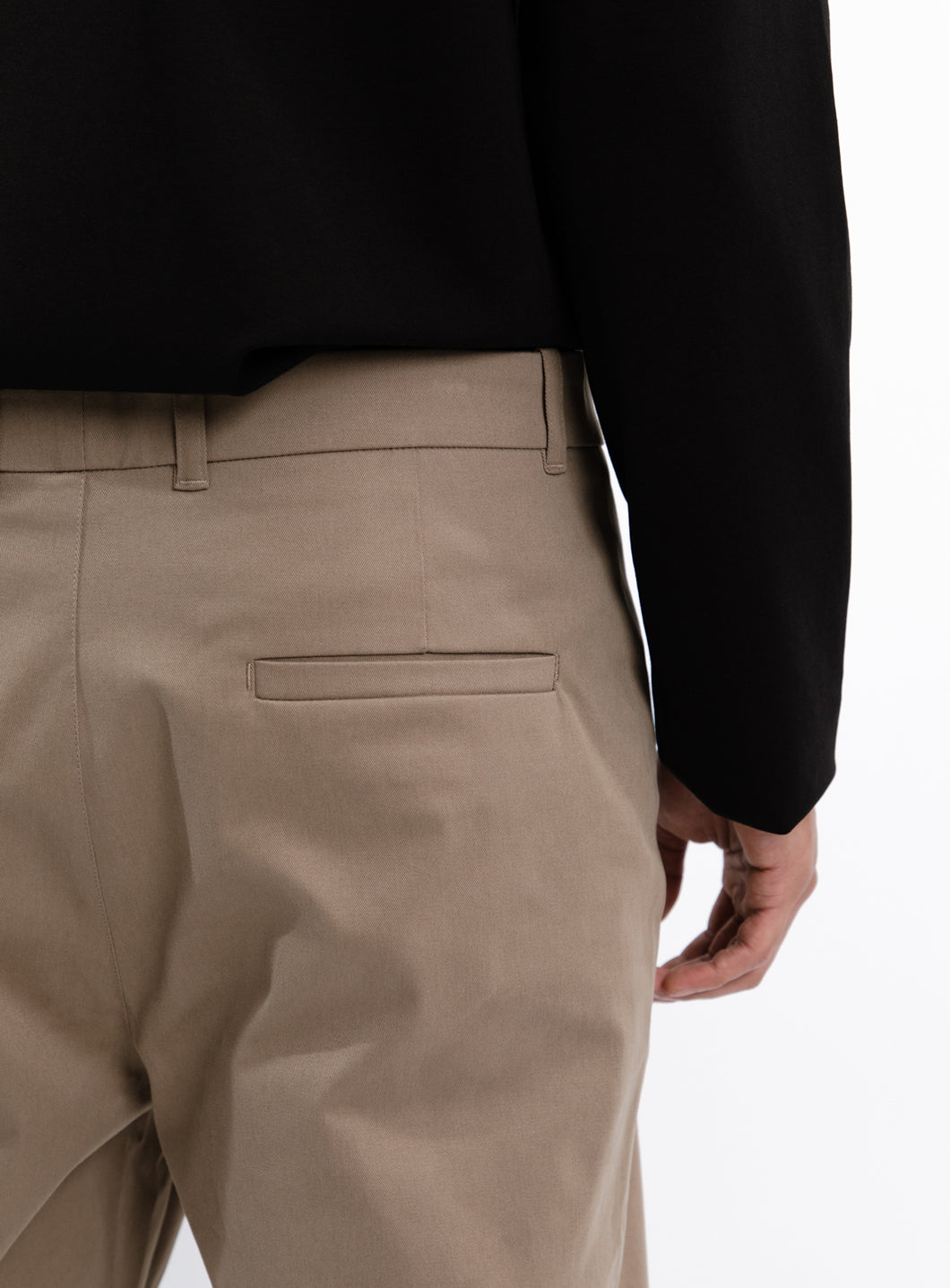 Pantalon à Poches Passepoilées en Gabardine de Coton Sable