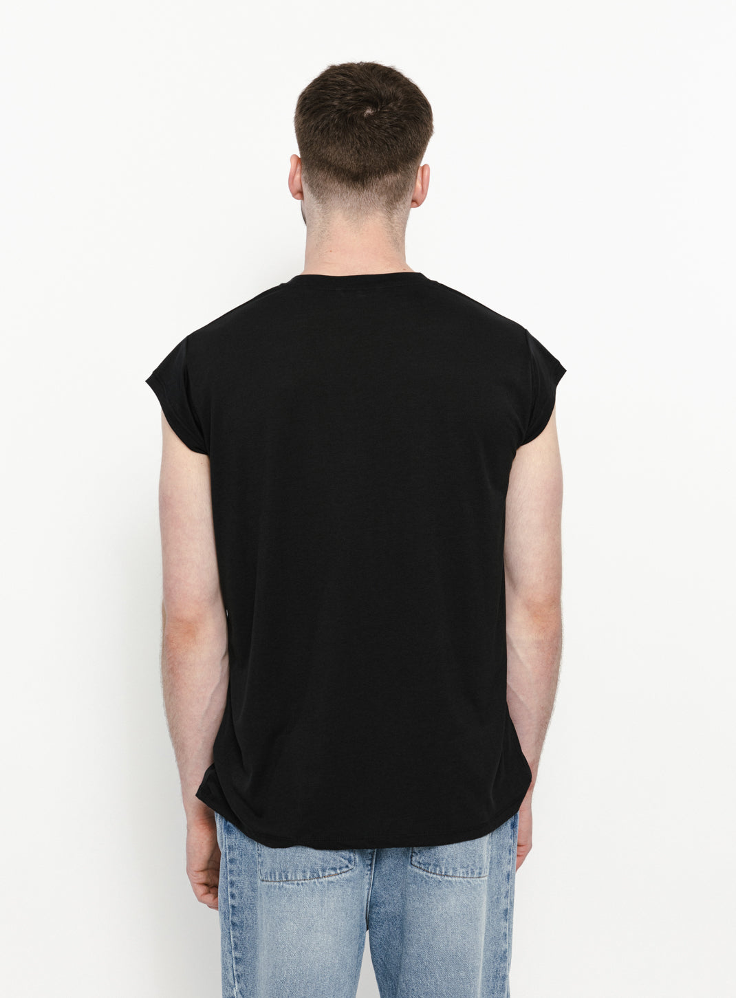 T-Shirt Sans Manches en Eucalyptus & Coton Noir