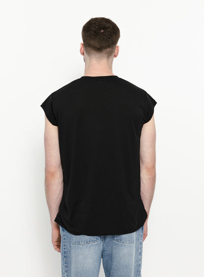 T-Shirt Sans Manches en Eucalyptus & Coton Noir