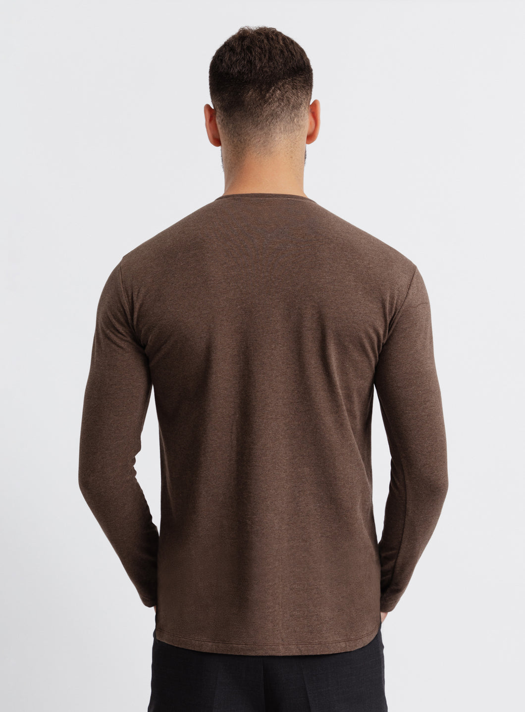 T-Shirt 1 Bouton en Coton & Elasthanne Marron Glacé