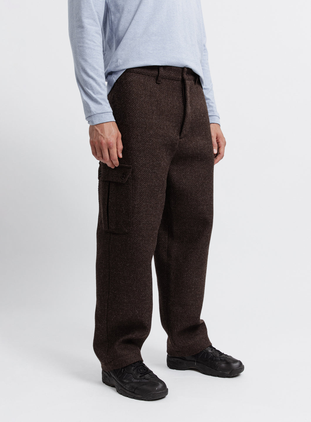 Pantalon Cargo en Laine d'Italie Chocolat