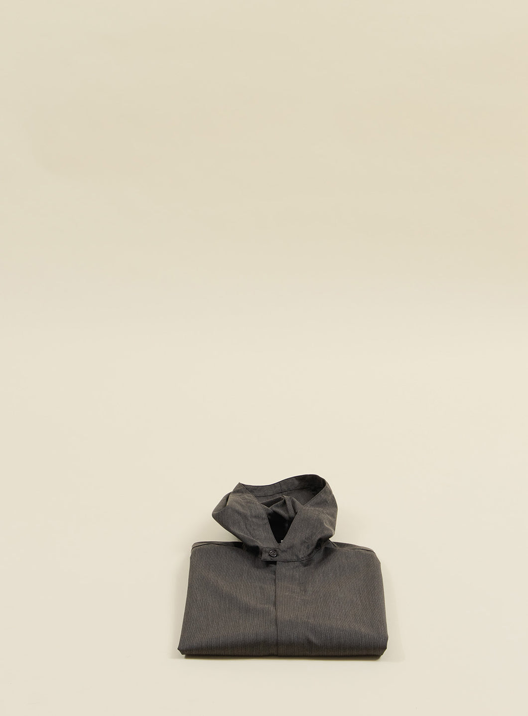 Hooded Overshirt in Dark Grey Fine Stripe Serge Fabric