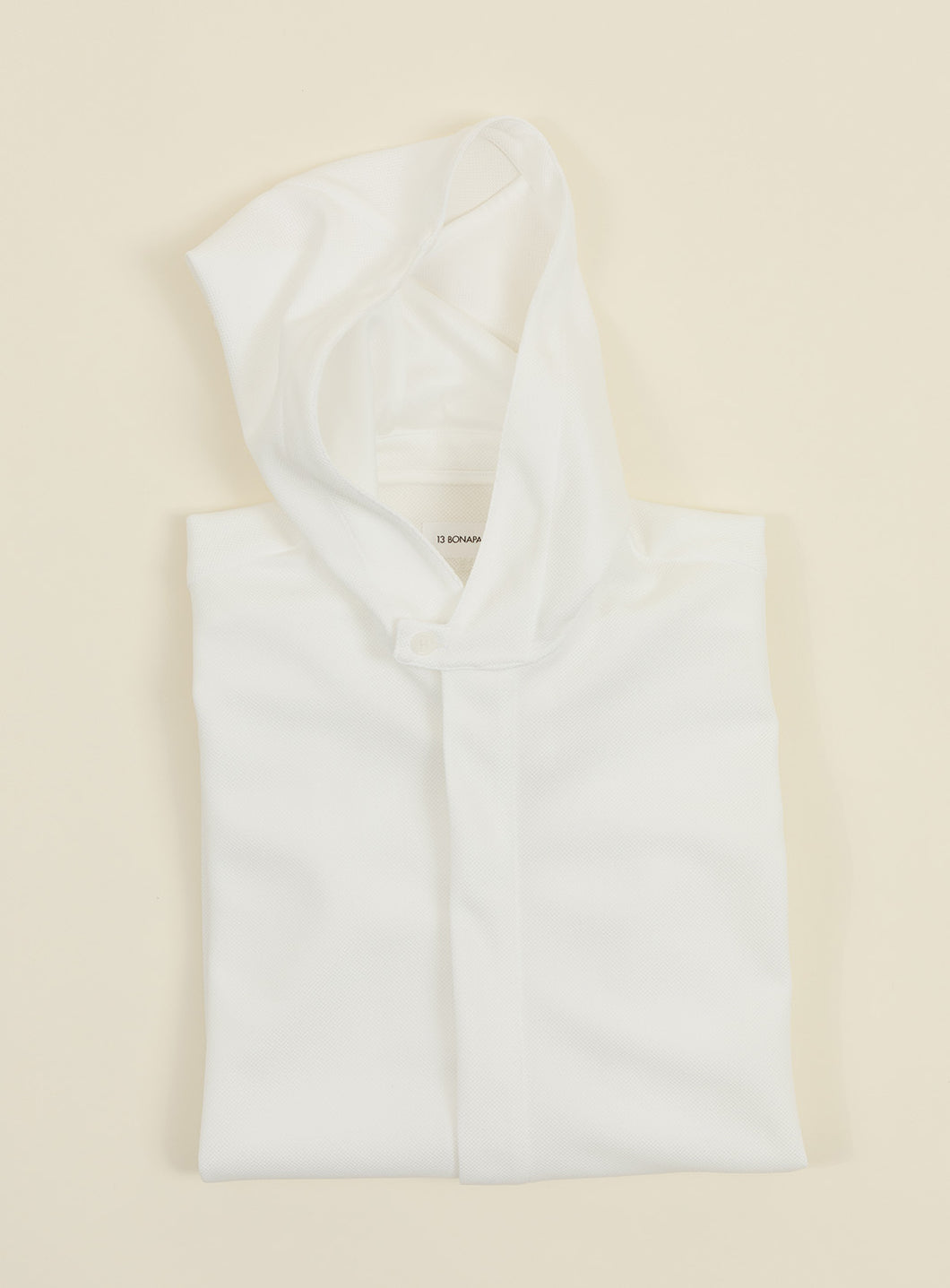 Hooded Overshirt in White Piqué