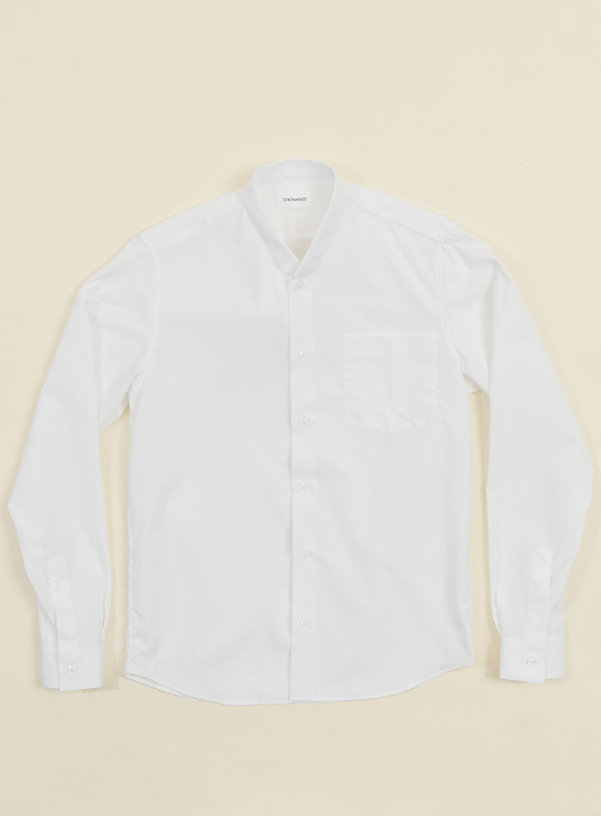 False Collar Shirt in White Ottoman