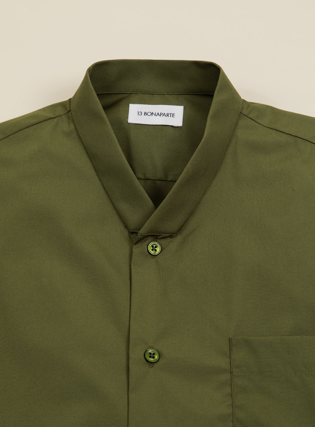 False Collar Shirt in Olive Poplin