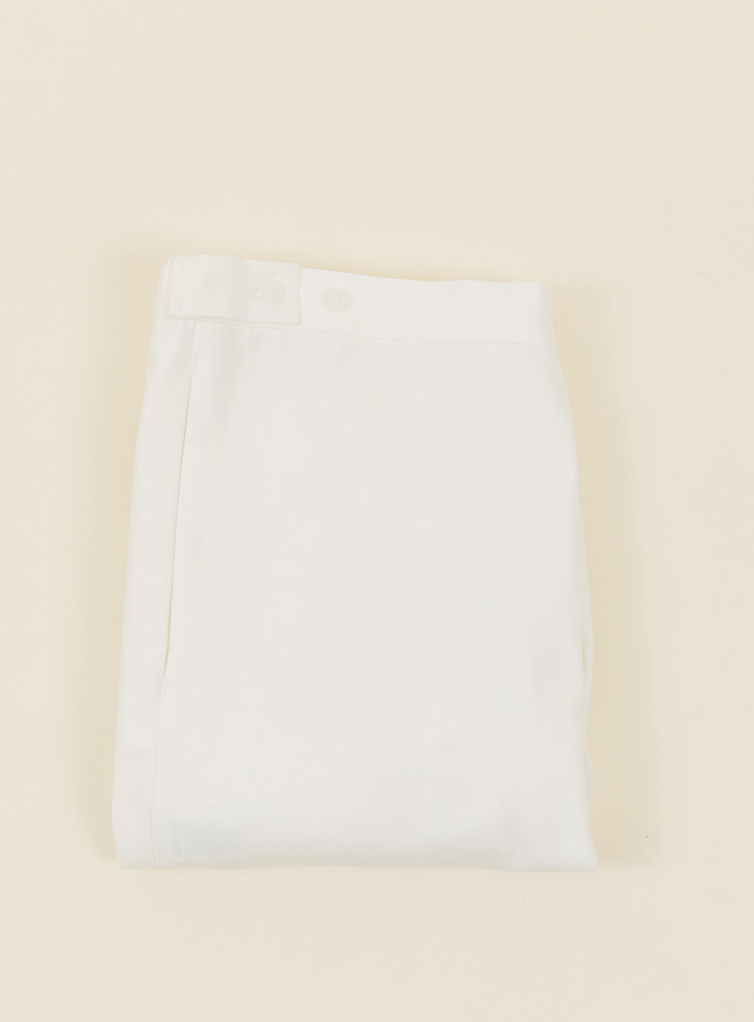 Pleated Pants in White Serge Fabric