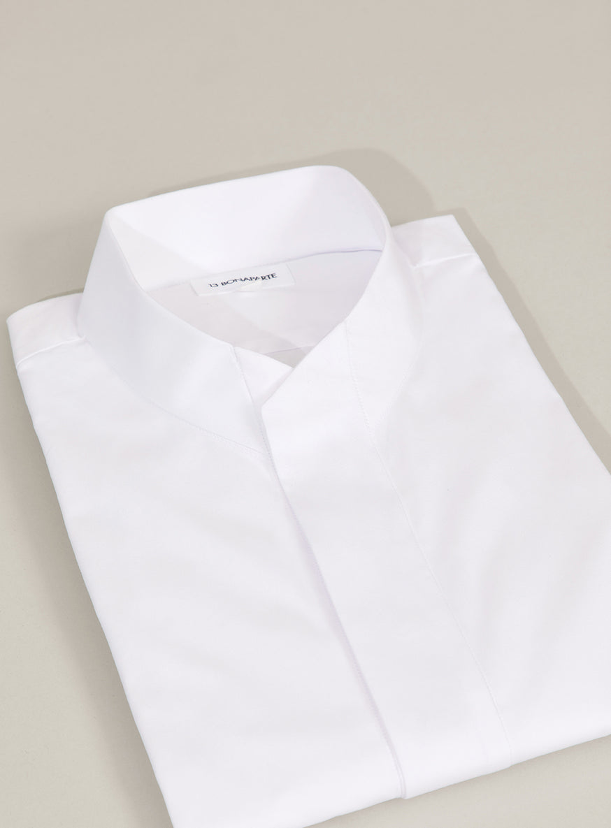 Origami Collar Shirt in White Poplin