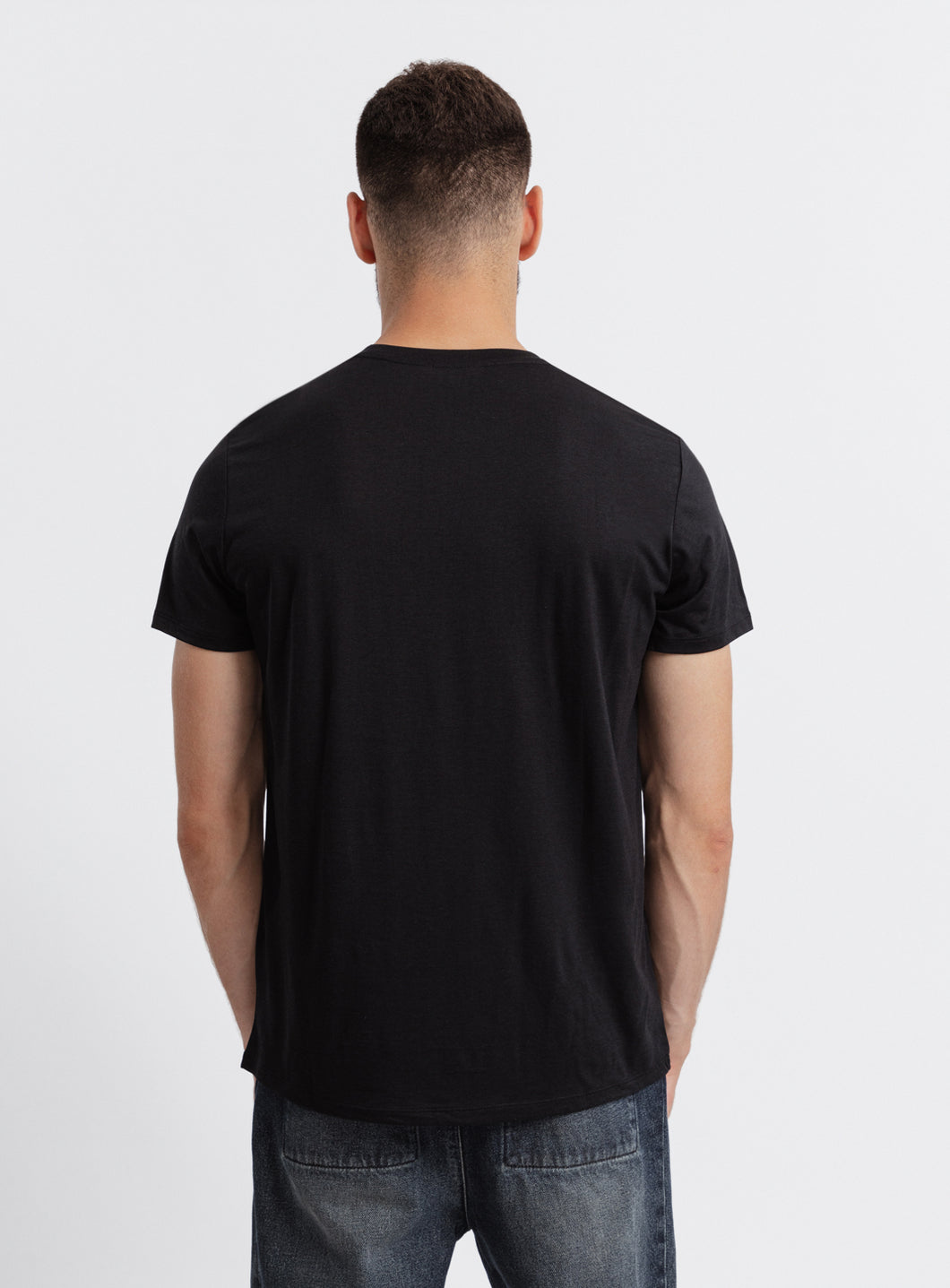 Short Sleeve T-Shirt in Black Eucalyptus & Cotton