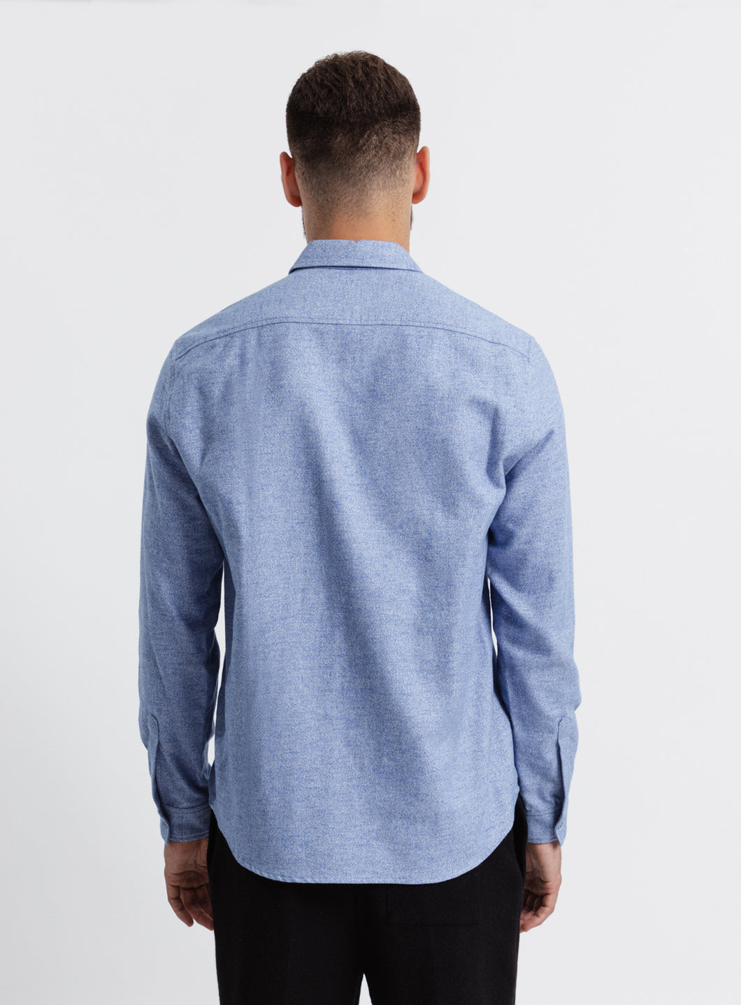 Shirt with Chest Pocket in Heather Baby Blue Cotton Flannel