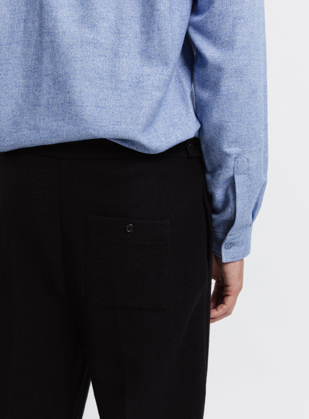 Pleated Pants in Black Carded Wool