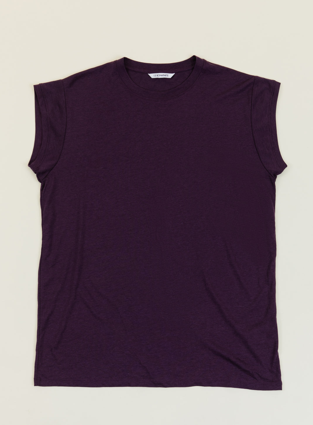 Sleeveless T-Shirt in Eggplant Eucalyptus & Cotton