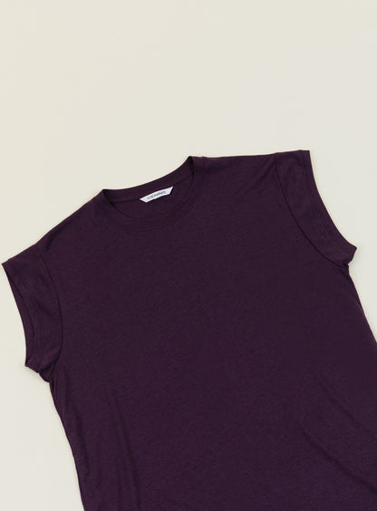 Sleeveless T-Shirt in Eggplant Eucalyptus & Cotton