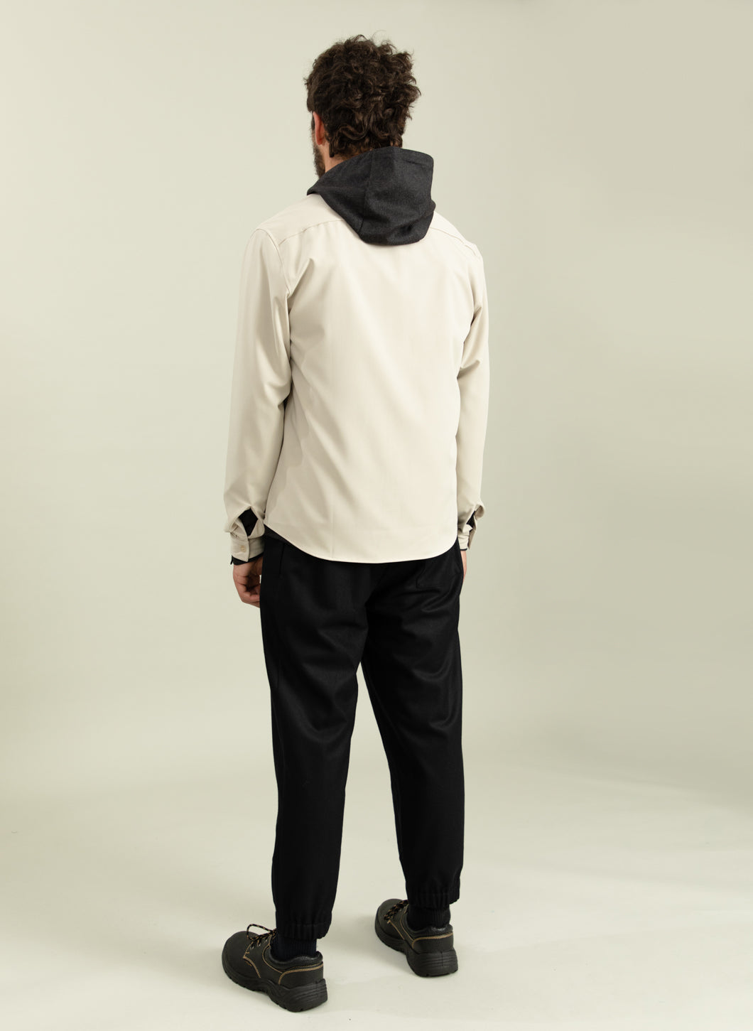 Murano Collar Overshirt in Ivory End-on-End