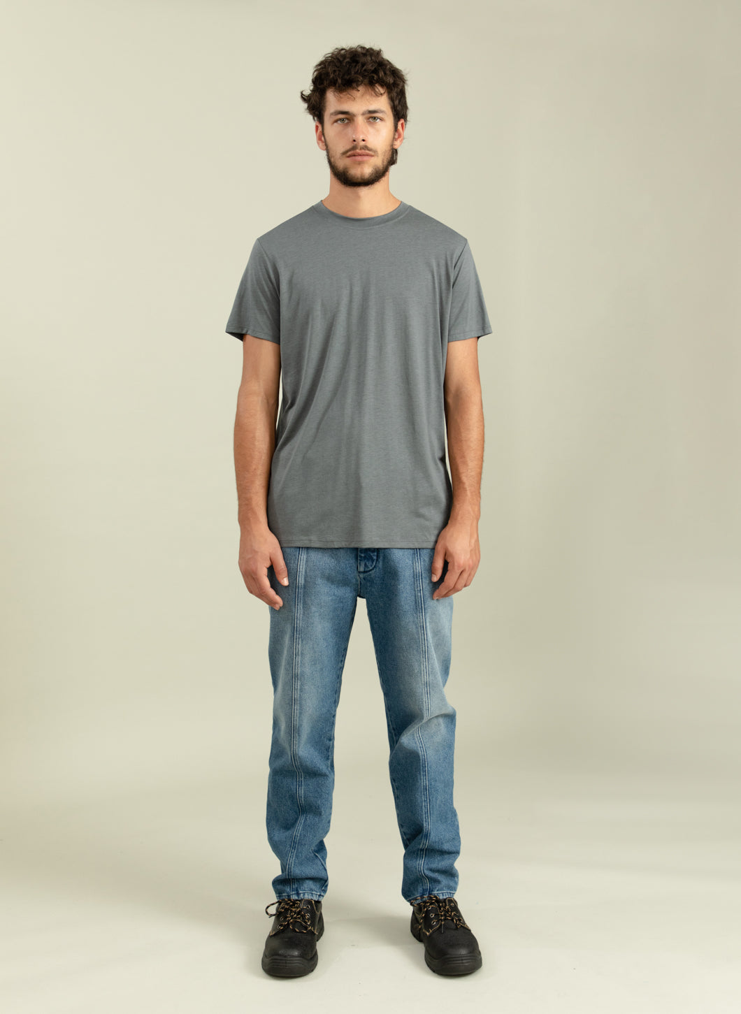 Short Sleeve T-Shirt in Lead Grey Eucalyptus & Cotton