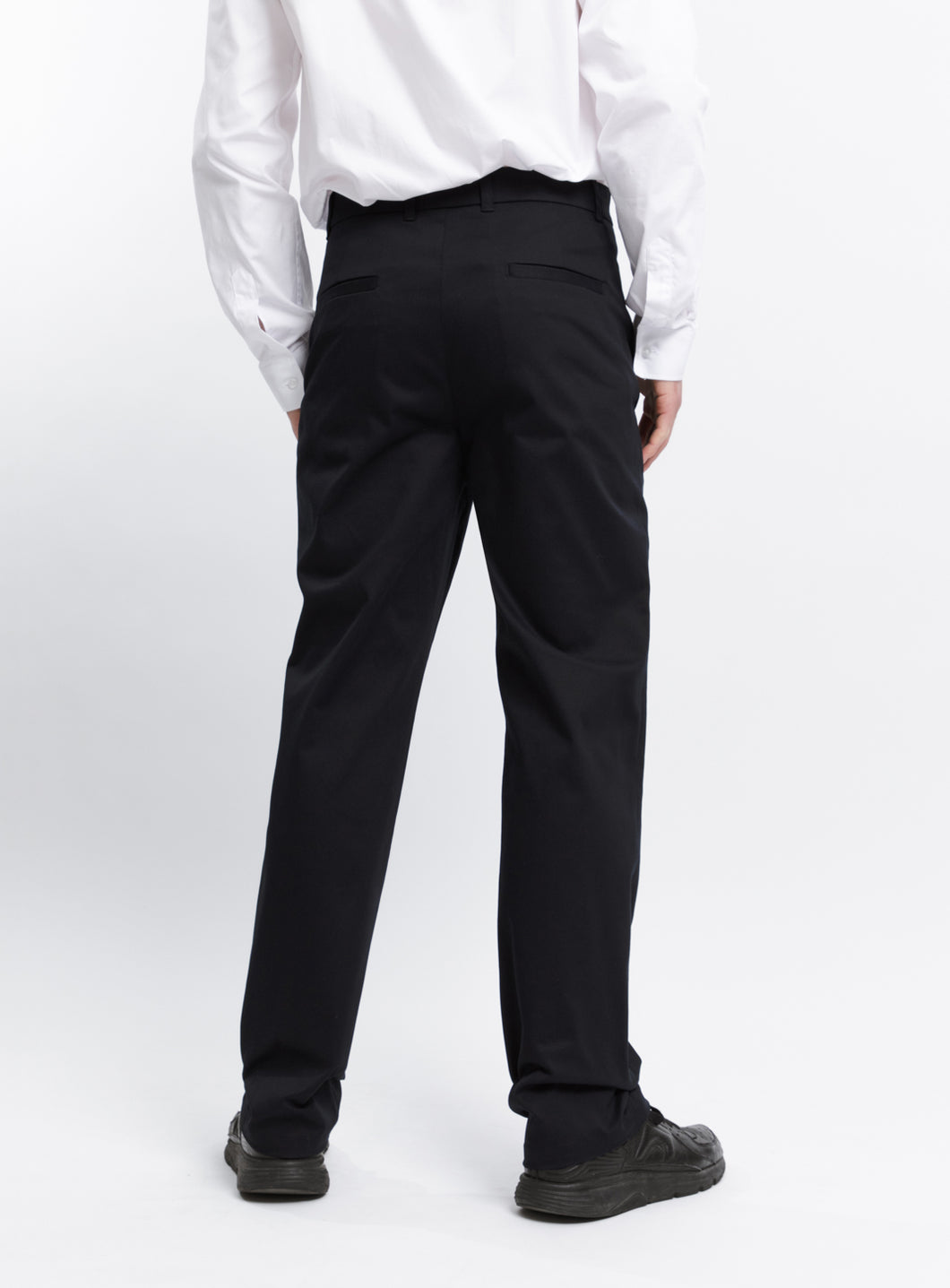 Pants with Piped Pockets in Navy Blue Cotton Gabardine